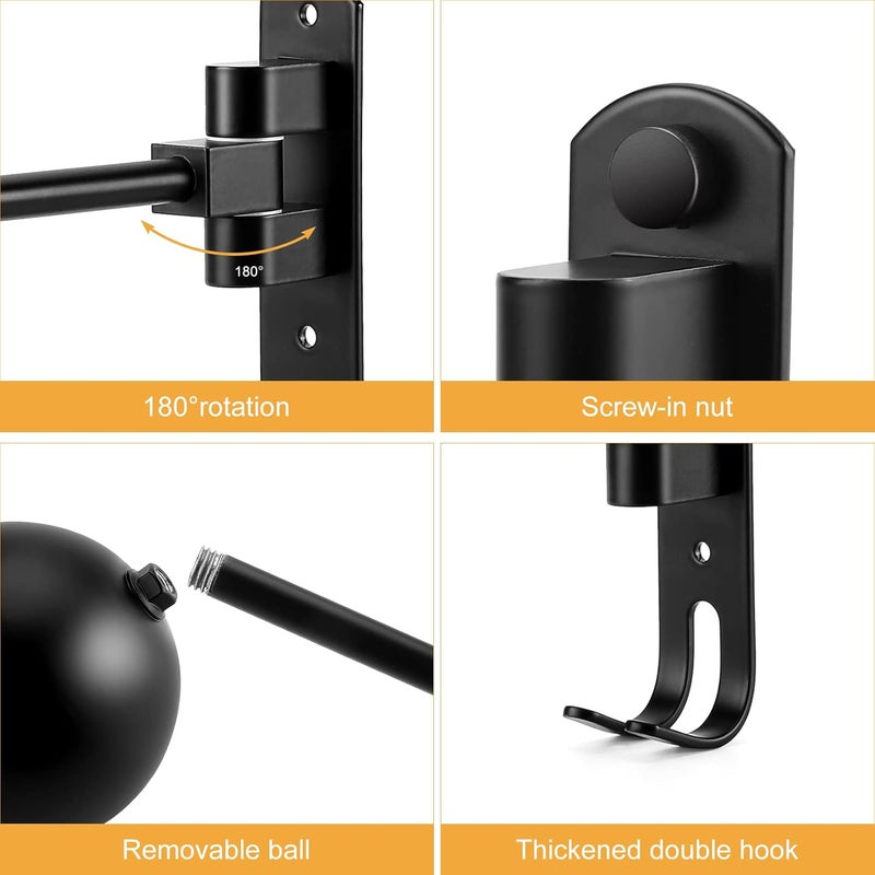 PAHTTO Motorcycle Helmet Holder, Helmet Rack Wall Mount 180 Degree Rotation Helmet Hanger with Double Hook for Coats, Caps, Hats, Motorcycle Accessories - Image 5